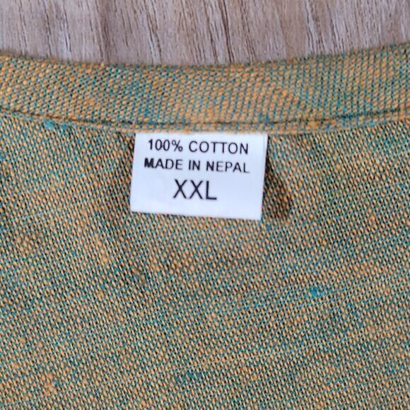 🔹️Orange & Olive Multicolor Embroider Print & Tie Sleeve Kurta/Swim Coverup - Picture 10 of 10